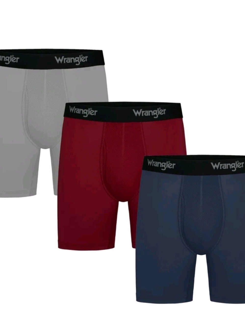 Wrangler 3-Pack Boxer Briefs - White, Red, Navy